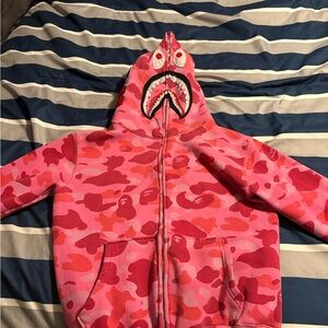 Pink Shark Hoodie with Camo Design
